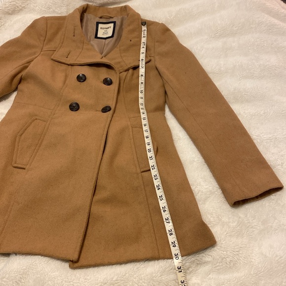 Old Navy Tan Pea Coat with Wide Lapel and Medium Length | Size Small - Picture 3 of 8